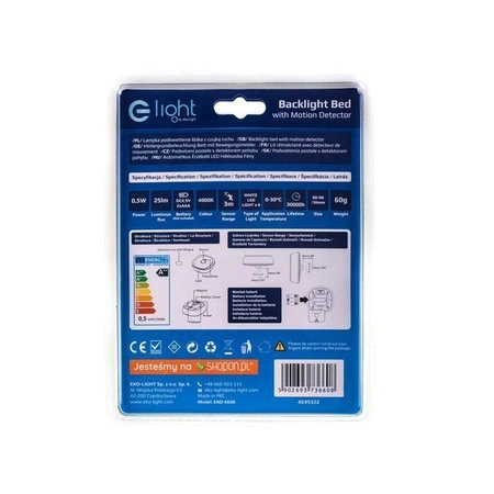 Lampka z czujką ruchu 0,8W barwa neutralna 4000K EKB6646