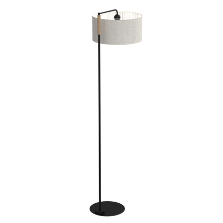 Lampa Podłogowa ATLANTA, MLP7454, czarny/drewno/beżowo-szary, 1x60W E27