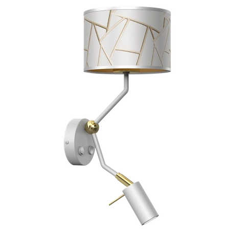 Kinkiet ZIGGY WHITE, MLP7562, biały/złoty, 1x60W E27 + 1x8W mini GU10