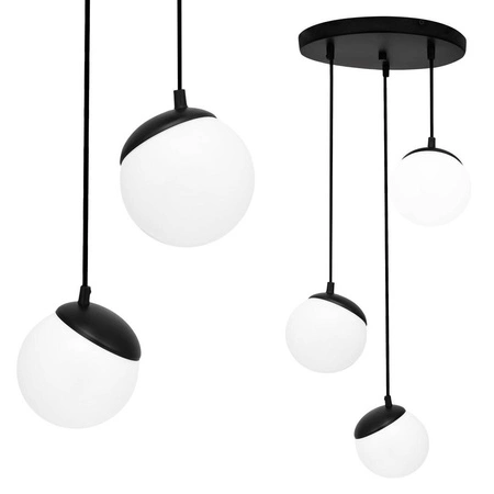 Lampa wisząca nowoczesna szklana kula SFERA III czarny/biały śr. 35cm