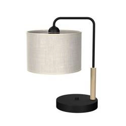 Lampa Stołowa ATLANTA, MLP7453, czarny/drewno/beżowo-szary, 1x60W E27