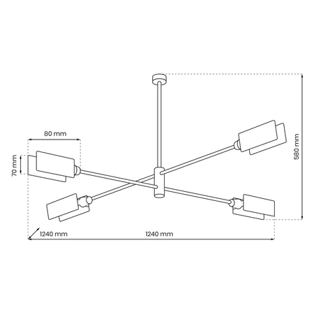 Lampa sufitowa ASTRA, MLP8679, czarna, 4x60W E27