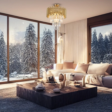 Lampa sufitowa MADISON, złoty/transparentny, 9x40W E14, ML8806