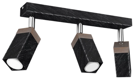 Lampa sufitowa SOLO, MLP7473, przecierany czarny/drewno patynowane, 3x5W mini GU10