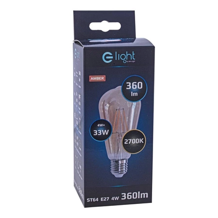 Żarówka Dekoracyjna 4W E27 ST64 barwa ciepła 2700K bursztyn EKZA3621