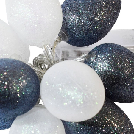 DUZE PLASTIKOWE JAJKA WIELKANOCNE LED Z BROKATEM BIAŁO-SZARE