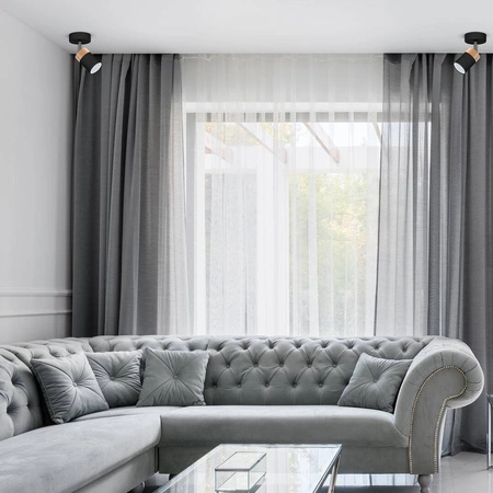 Lampa sufitowa/kinkiet JOKER, MLP6303, czarny/drewno/chrom, 1x8W GU10