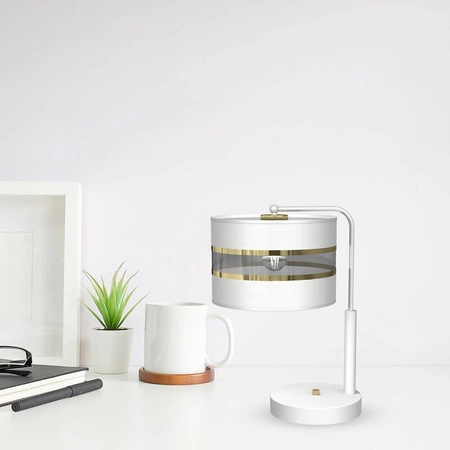 Lampka stołowa ULTIMO WHITE, MLP7354, biały/transparentny/złoty, 1x60W E27