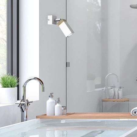 Kinkiet SOLO SAWN WHITE / PATINATED WOOD 1x mini GU10