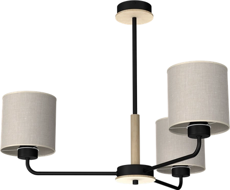 Żyrandol ATLANTA, MLP7451, czarny/drewno/beżowo-szary, 3x60W E27