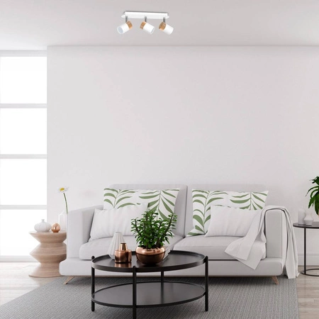 Lampa sufitowa JOKER, MLP6300, biały/drewno/chrom, 3x8W GU10