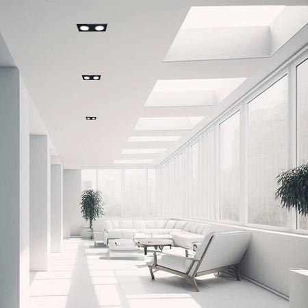 Oczko sufitowe szklane PROSTOKĄTNE 2xGU10 Kolor: CZARNY EKOS926