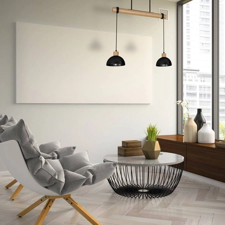 Lampa wisząca ERIK, MLP7225, czarny/drewno, 2x60W E27