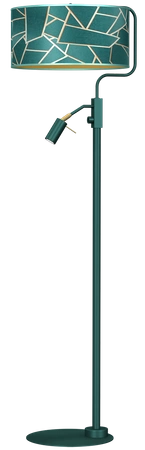 Lampa podłogowa ZIGGY GREEN, MLP7582, butelkowa zieleń/złoty, 1x60W E27 + 1x8W mini GU10
