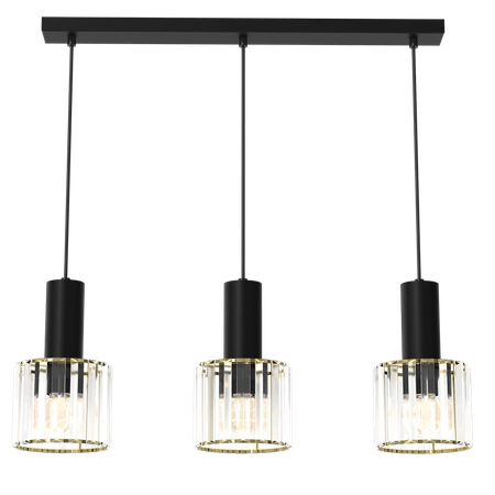 Lampa wisząca CRISTAL, MLP8361, czarny/transparentny/złoty, 3x60 E27