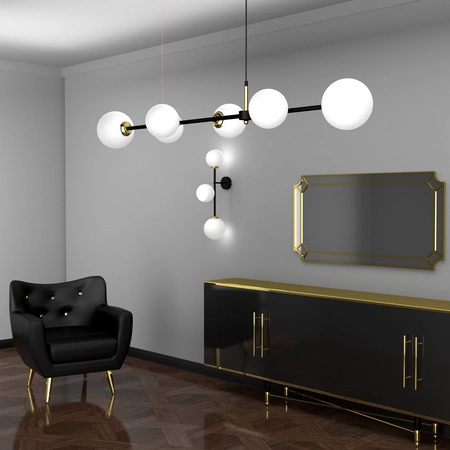 Lampa wisząca POP, MLP7846, czarny/złoty/biały, 6x40W E14