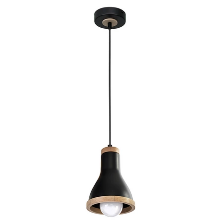 Lampa wisząca HOLLY BLACK / WOOD 1xE27 60W