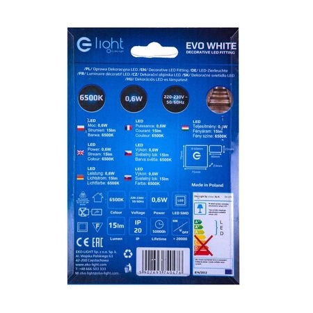 Oprawa schodowa EVO WHITE, 0,6W LED, barwa neutralna 4000K, EKS6928