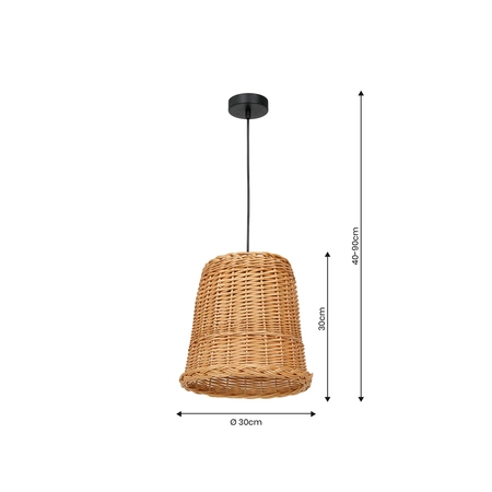 Lampa wisząca VIMINI, MLP7990, czarny/naturalne drewno, 1x60W E27