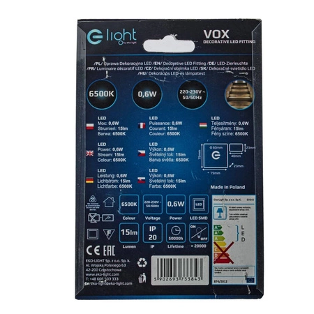 Oprawa schodowa 0,6W VOX zimna 6500K