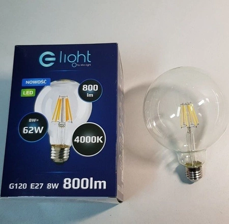 Żarówka Filamentowa LED 7W E27 G120 kulka barwa neutralna 4000K EKZF971