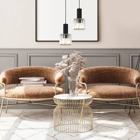 Lampa wisząca CRISTAL, MLP8360, czarny/transparentny/złoty, 1x60W E27