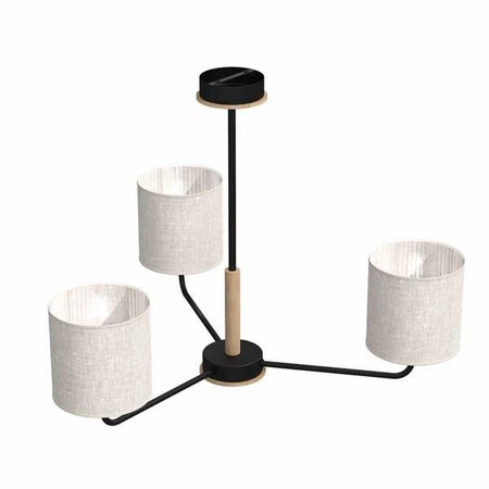 Żyrandol ATLANTA, MLP7451, czarny/drewno/beżowo-szary, 3x60W E27