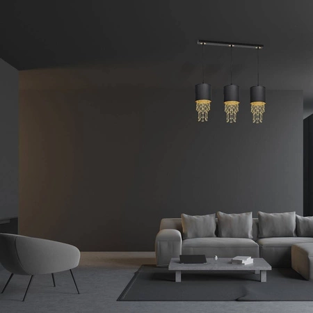 Nowoczesna lampa wisząca listwa ALMERIA BLACK/GOLD 3xE27 MLP64400
