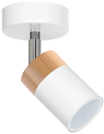 Lampa sufitowa/kinkiet JOKER, MLP6299, biały/drewno/chrom, 1x8W GU10