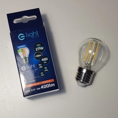 Żarówka ozdobna FILAMENT LED 4W E27 G45 barwa neutralna 4000K EKZF0957