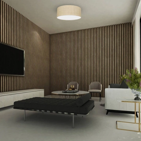 Lampa sufitowa MARSHALL, MLP7487, 40 cm, biały/rattan, 2x60W E27