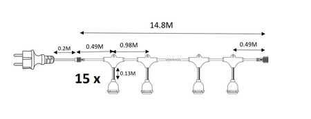 Girlanda BASIC 15 metrów (bez żarówek), EKO9138