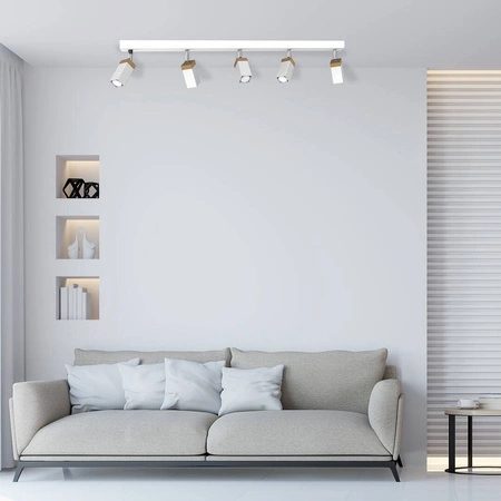 Lampa sufitowa SOLO, MLP7480, przecierany biały/drewno patynowane, 5x5W mini GU10