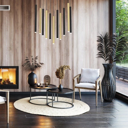 Lampa wisząca MONZA BRASS, MLP8845, czarno-złota, 11x8W G9