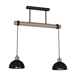 Lampa wisząca ERIK, MLP7639, przecierany czarny/drewno patynowane, 2x60W E27