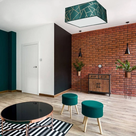 Lampa sufitowa ZIGGY GREEN, MLP7575, butelkowa zieleń/złoty, 3x60W E27