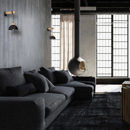 Kinkiet ERIK, MLP7224, czarny/drewno, 1x60W E27