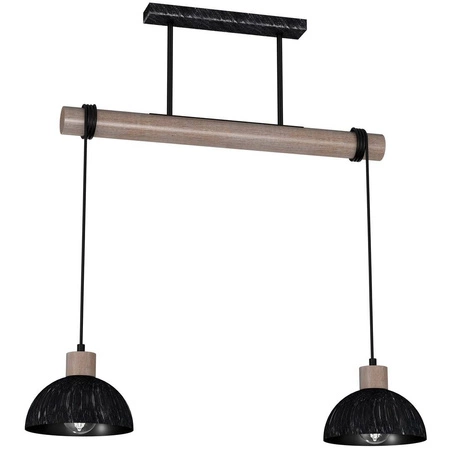 Lampa wisząca ERIK, MLP7639, przecierany czarny/drewno patynowane, 2x60W E27