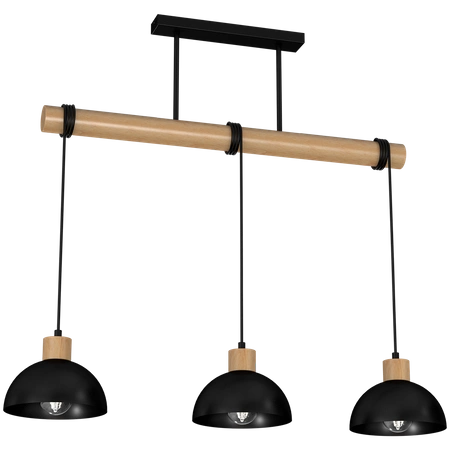 Lampa wisząca ERIK, MLP7226, czarny/drewno, 3x60W E27