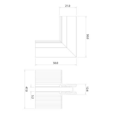 Narożnik podtynk L góra dół magnetic track 5mm