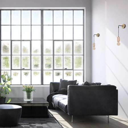 Kinkiet drewniany designerski LINES drewno/czarny