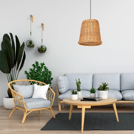 Lampa wisząca VIMINI, MLP7990, czarny/naturalne drewno, 1x60W E27