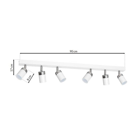 Lampa sufitowa nowoczesna reflektorek spot JOKER VI biały szer. 90cm