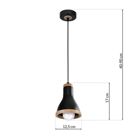 Lampa wisząca HOLLY BLACK / WOOD 1xE27 60W