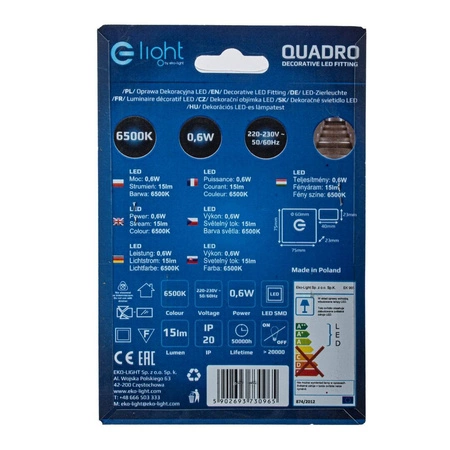 Oprawa schodowa 0,6W QUADRO zimna 6500K