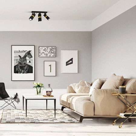 Nowoczesna lampa sufitowa VIDAR BLACK/GOLD 3xGU10 MLP6278