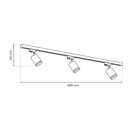 Zestaw Szynoprzewód 3xPipe Ring GU10 + Prowadnica 1,5m - Czarny