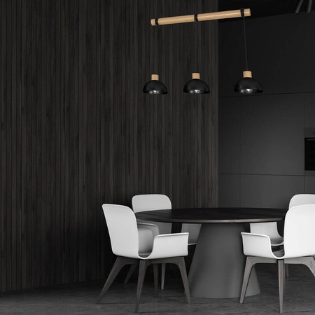 Lampa wisząca ERIK, MLP7226, czarny/drewno, 3x60W E27