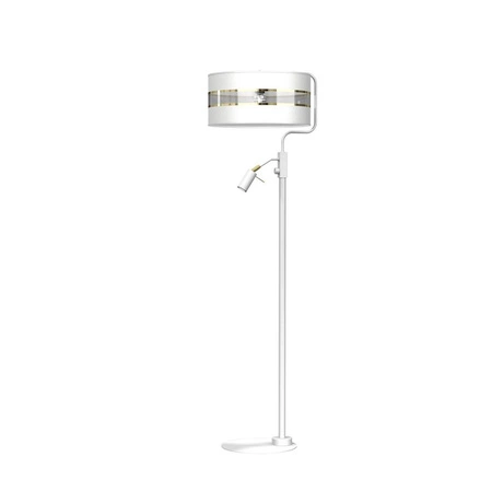 Lampa Podłogowa ULTIMO WHITE, MLP7355, biały/transparentny/złoty, 1x60W E27 + 1x3W mini GU10