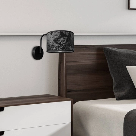 Stylowy kinkiet ścienny do salonu SATINO SILVER 1xE27 | czarny srebrny